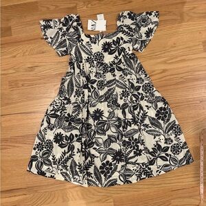 Zara Girls Black and White Floral Dress (Size 11-12)